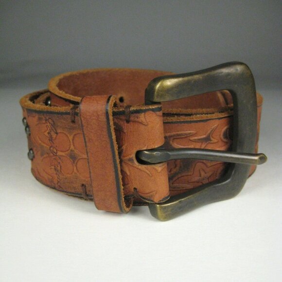 Levi Straus Signature Belt Women Size S 30 In Brown Leather Buckle Studs - Picture 1 of 9